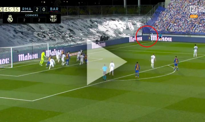 Messi blisko strzelenia gola z rzutu rożnego z Realem... [VIDEO]